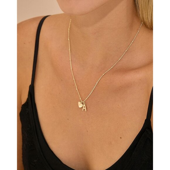 Stylish Gold Heart Initial Necklace - Perfect for Any Occasion, 16.5-Inch - Picture 4 of 8
